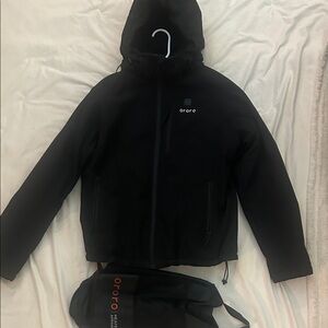 Ororo Women's Heated Insulated Black Ski Jacket Lined Hood with Battery